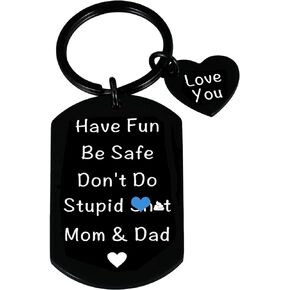 Funny Don't Do Stupid Keychain Love Mom Dad Christmas Gag Gifts Idea for Teens Son Daughter Birthday Gifts Stocking Stuffer for Kids Teen Boys Girls Valentines Humor Gifts for Him Her Men Women