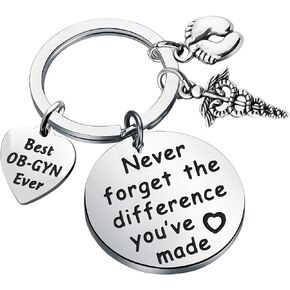 WSNANG OBGYN Gift Midwife Gift Obstetrician Gift OBGYN Appreciation Gift Never Forget The Difference You've Made Keychain