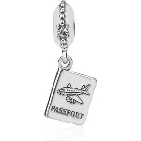 PAIYUAN 925 Sterling Silver Passport Charms Travel Around the World Charm for Pandora Bracelet Gifts for Women Bracelet & Necklace