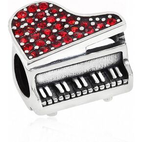 Music Piano Charms 925 Sterling Silver Birthstone Crystal Charm for Pandora European Bracelet