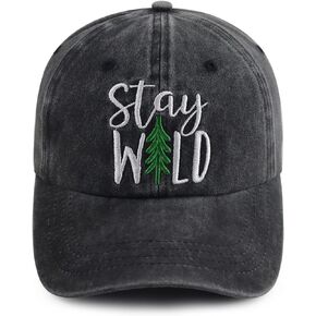 Sasquatch Gifts for Men Women, Funny Forest Stay Wild Bigfoot Hat, Vintage Adjustable Cotton Embroidered Big Foot Baseball Cap, Birthday Gift for Dad Mom Family Friends Campers Hunters Hikers