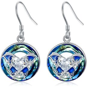 TOUPOP Butterfly Earrings for Women Sterling Silver Cross/Rose/Heart Drop Dangle Earrings Blue Crystal Butterfly Jewelry Birthday Valentine's Day Mother's Day Gifts for Her Wife Mom