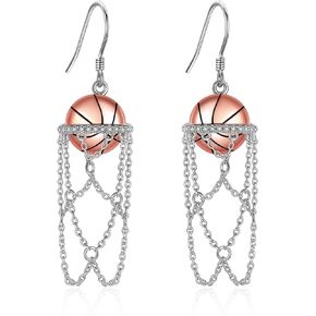 Basketball Earrings 925 Sterling Silver Sports Dangle Basketball Jewelry Dainty Sport Gifts for Women Girls Player Fan Basketball Lover