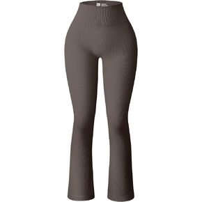 Women's High Waist Ribbed Tummy Control Wide Leg Yoga Flare Leggings
