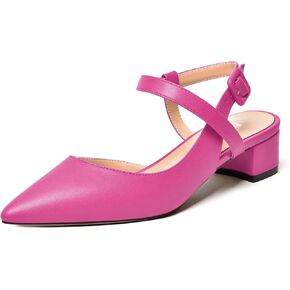 NUMALEO Womens Matte Party Ankle Strap Buckle Style Pointed Toe Fashion Chunky Low Heel Pumps Shoes 1.5 Inch
