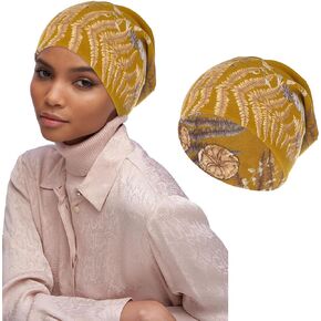 Bohend Winter Slouchy Knit Headwrap Caps Warm Printed Baggy Hat Soft Elastic Wool Beanie Cuffed Skull Headwear Women Bonnet (2)