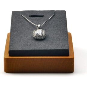 Oirlv Wood Single Necklace Pendant Chain Jewelry Display Stand Jewelry Showcase Display Holder Microfiber Surface(Grey)