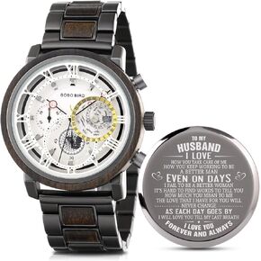 2win ساعة منقوشة للرجال ساعة خشبية مخصصة متعددة الوظائف ساعات مخصصة لعيد الميلاد والذكرى السنوية للزوج وصديقها وخطيبها ورجل العريس in Kuwait