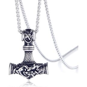 KOMI 316L Stainless Steel Necklace Jesus Crucifix Cross Necklace For Men Celtic Orthodox Cross Necklace Virgin Mary Pendant Necklace Viking Rune Chain Necklace Religious Christian Jewelry Gifts For Men