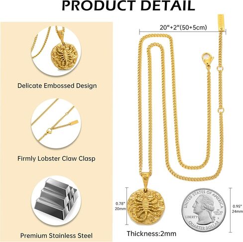 Speroto Zodiac Necklace for Men Women, Stainless Steel 12 Constellation Mens Necklace, Horoscope Astrology Embossed Zodiac Pendant Necklace, Ideal Gifts for Men Women Teens in Kuwait