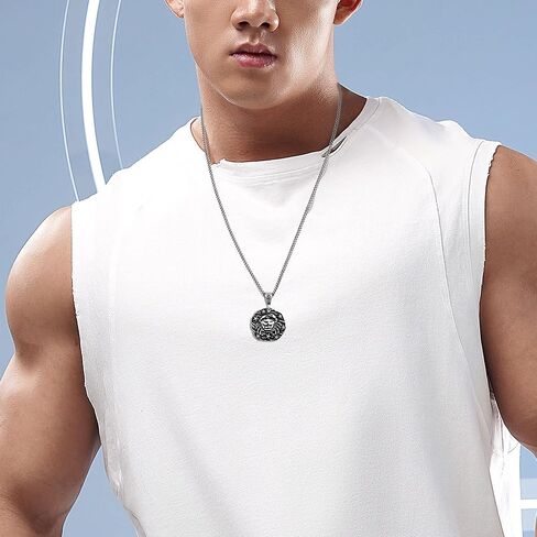 قلادة سبيروتو زودياك للرجال والنساء، قلادة من الفولاذ المقاوم للصدأ 12 كوكبة للرجال، قلادة على شكل برج التنجيم منقوشة على شكل زودياك، هدايا مثالية للرجال والنساء والمراهقين in Kuwait