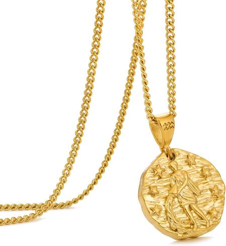 Speroto Zodiac Necklace for Men Women, Stainless Steel 12 Constellation Mens Necklace, Horoscope Astrology Embossed Zodiac Pendant Necklace, Ideal Gifts for Men Women Teens in Kuwait