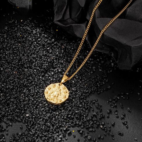 Speroto Zodiac Necklace for Men Women, Stainless Steel 12 Constellation Mens Necklace, Horoscope Astrology Embossed Zodiac Pendant Necklace, Ideal Gifts for Men Women Teens in Kuwait