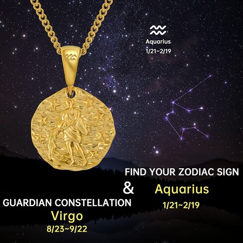 Speroto Zodiac Necklace for Men Women, Stainless Steel 12 Constellation Mens Necklace, Horoscope Astrology Embossed Zodiac Pendant Necklace, Ideal Gifts for Men Women Teens in Kuwait