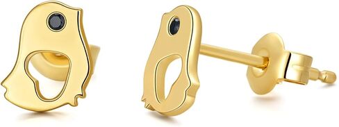 14K Solid Gold Little Bird Stud Earrings for Women, 7mm Gold Cute Bird Heart Studs Anniversary Birthday Jewelry Gift for Her, Wife, Mom, Girl in Saudi Arabia