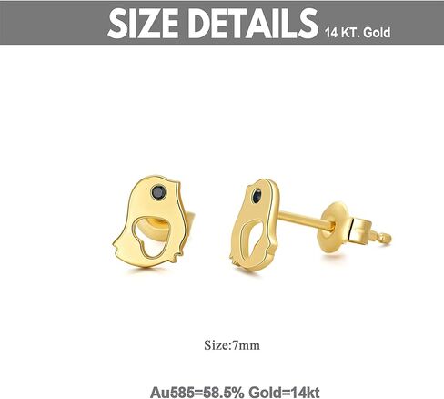 14K Solid Gold Little Bird Stud Earrings for Women, 7mm Gold Cute Bird Heart Studs Anniversary Birthday Jewelry Gift for Her, Wife, Mom, Girl in Saudi Arabia