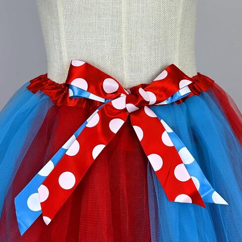 فستان توتو أزرق من بوربيلين، تنورة حمراء مع عصابة رأس، أزياء تنكرية، إكسسوارات للحفلات للنساء in Kuwait