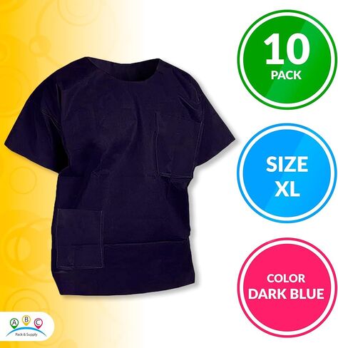 Pack of 10 Disposable Full Cut Shirts XL Size. Blue Polypropylene Shirts, 2 Pockets, Short Sleeve. Disposable Shirt for Industrial Needs. Lightweight, Comfortable. in Kuwait