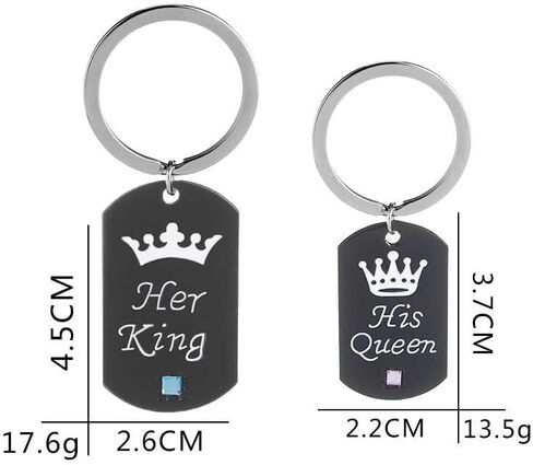 هدايا للأزواج للصديق والصديقة والذكرى السنوية وهدايا عيد الميلاد للأزواج، سلاسل مفاتيح مطابقة الملك الملكة للأزواج هدايا عيد الميلاد للزوجة، أسود، S, أسود, S in Kuwait