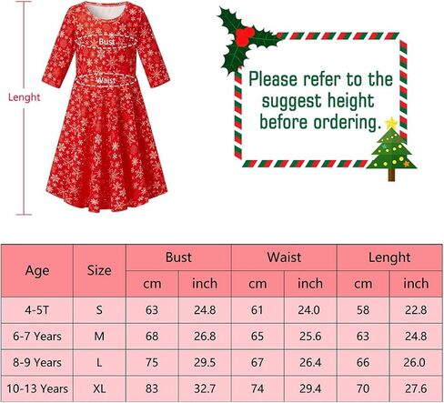 فستان Funnycokid للفتيات لعيد الميلاد المجيد للأطفال لحفلات عيد الميلاد من 4 إلى 13 سنة in Kuwait