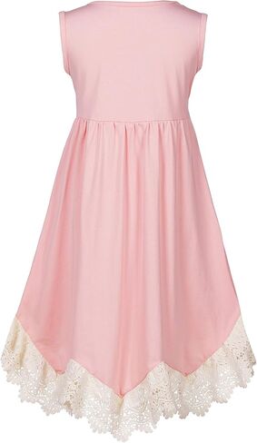 فستان بناتي صيفي على شكل حرف A بكشكشة ملفوفة، فستان كاجوال من القطن بثنيات عالية ومنخفضة in Kuwait