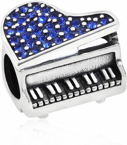 Music Piano Charms 925 Sterling Silver Birthstone Crystal Charm for Pandora European Bracelet in Kuwait