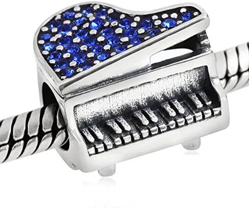 Music Piano Charms 925 Sterling Silver Birthstone Crystal Charm for Pandora European Bracelet in Kuwait