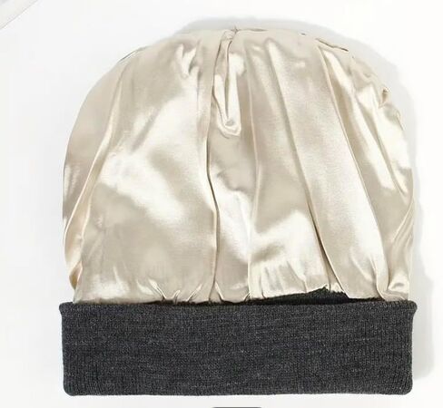 Satin Lined Beanie Hat Cap for Men and Women Winter Warm Fleece Skull Cap Beanies Black in Saudi Arabia
