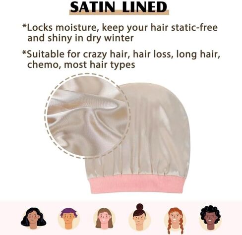 Satin Lined Beanie Hat Cap for Men and Women Winter Warm Fleece Skull Cap Beanies Black in Saudi Arabia