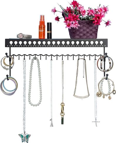 Mango Steam Wall-mounted Jewelry Organizer Shelf (10 Inch, Black) in Kuwait