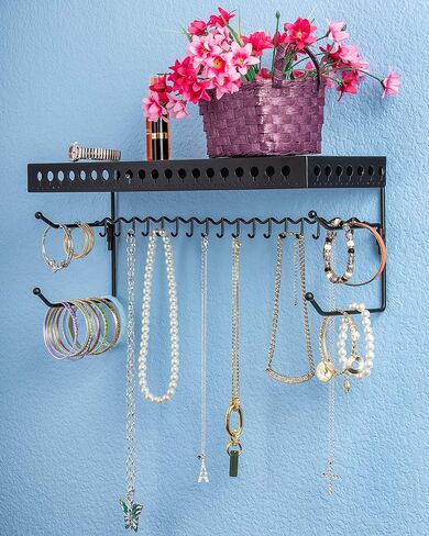 Mango Steam Wall-mounted Jewelry Organizer Shelf (10 Inch, Black) in Kuwait