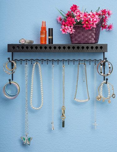 Mango Steam Wall-mounted Jewelry Organizer Shelf (10 Inch, Black) in Kuwait