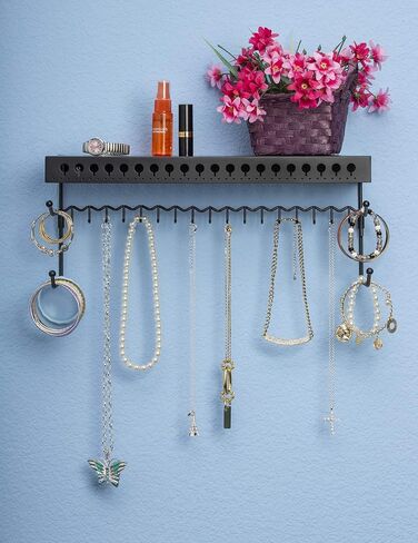 Mango Steam Wall-mounted Jewelry Organizer Shelf (10 Inch, Black) in Kuwait