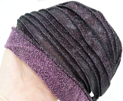 GETACOTA 3 Pieces Pleated Glitter Turban for Women Stretchy Hat Beanie African Headwrap Twist Elastic Cap Headwear Accessory in Saudi Arabia