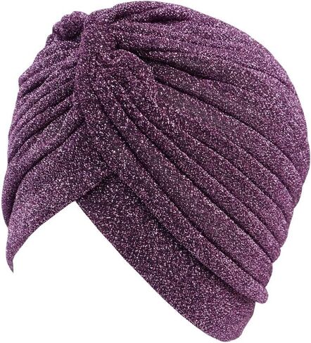 GETACOTA 3 Pieces Pleated Glitter Turban for Women Stretchy Hat Beanie African Headwrap Twist Elastic Cap Headwear Accessory in Saudi Arabia