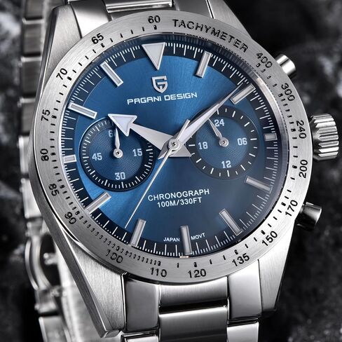 ساعة رولستيمي باجاني ديزاين 1766 هوماج للرجال كرونوغراف من الفولاذ المقاوم للصدأ 40 ملم هيكل VK64 حركة كوارتز 100 متر مقاومة للماء كاجوال رياضية ريترو in Kuwait