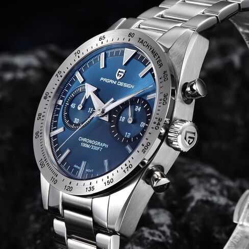 ساعة رولستيمي باجاني ديزاين 1766 هوماج للرجال كرونوغراف من الفولاذ المقاوم للصدأ 40 ملم هيكل VK64 حركة كوارتز 100 متر مقاومة للماء كاجوال رياضية ريترو in Kuwait