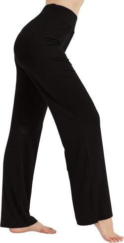 FELEMO Womens Tummy Control Athletic Yoga Pants for Women Loose Fit Elastic High Waist Yoga Sweatpants Dress Pants Women Workout Pants Plus Size Flare Leggings for Women Comfy Lounge Pants,Black 3XL in Kuwait