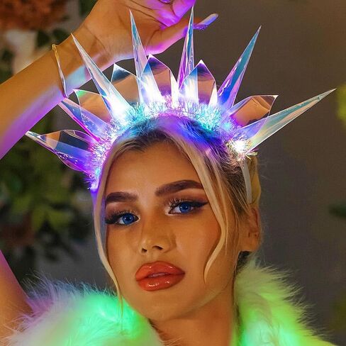 Asooll Light Up Headband LED Crown Headbands Goddess of Liberty Hair Band Party Nightclub Rave Hair Accessories for Women and Girls in Saudi Arabia