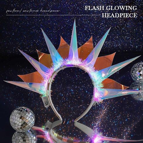 Asooll Light Up Headband LED Crown Headbands Goddess of Liberty Hair Band Party Nightclub Rave Hair Accessories for Women and Girls in Saudi Arabia