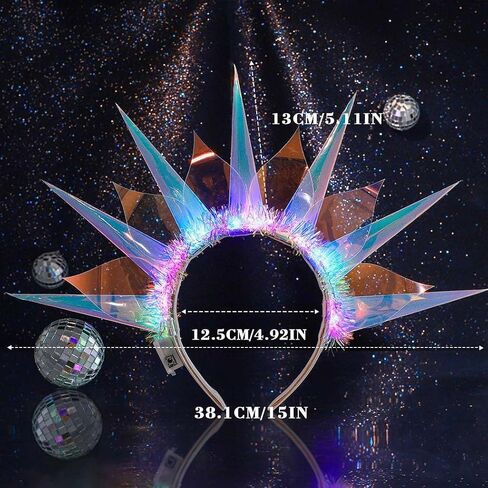 Asooll Light Up Headband LED Crown Headbands Goddess of Liberty Hair Band Party Nightclub Rave Hair Accessories for Women and Girls in Saudi Arabia