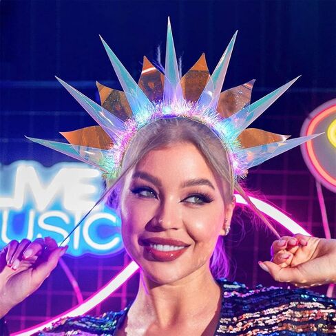 Asooll Light Up Headband LED Crown Headbands Goddess of Liberty Hair Band Party Nightclub Rave Hair Accessories for Women and Girls in Saudi Arabia