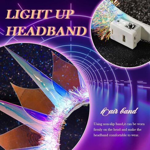 Asooll Light Up Headband LED Crown Headbands Goddess of Liberty Hair Band Party Nightclub Rave Hair Accessories for Women and Girls in Saudi Arabia
