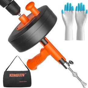 مثقاب الصرف الصحي، ثعبان السباكة مع محول المثقاب، مثقاب طبل فولاذي مرن للخدمة الشاقة بطول 50 قدمًا وثعبان فك القفل، يدوي أو مزود بقفازات عمل وحقيبة تخزين in Kuwait