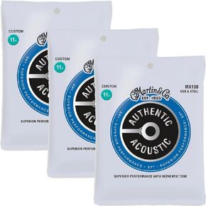 3-Pack Martin MA130 Authentic Acoustic SP Silk & Steel Folk Guitar Strings, 0115-.047