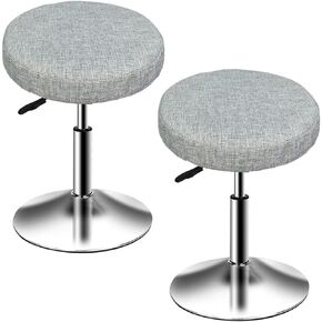 2 Pack Round Bar Stool Cover en Linen with Elastic Anti-Slip Round Chair Seat Covers Protectors for Barstool 16" #1