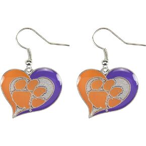 NCAA Clemson Tigers Swirl Heart Earrings