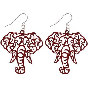 Crimson Elephant Filigree Earrings
