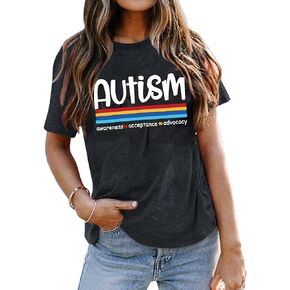 Autism Aawareness Shirt Women Autism Acceptance Shirts Mental Health Tees Casual Inspirational Short Sleeve Tee Tops