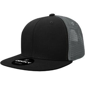 DECKY Youth 6 Panel High Profile Structured Cotton Trucker, Black/Charcoal